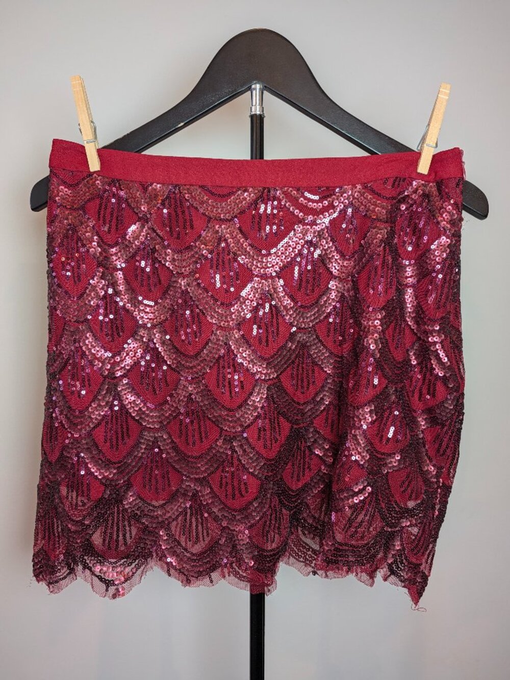 Free People Women's Size S Red/Maroon Skirt Sequin 20s Gatsby